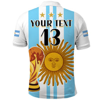 Argentina polo shirt, blue-white stripes, back print with number 13 and face sun art