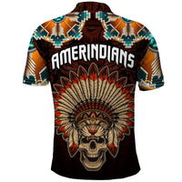 The First Americans Polo Shirt Indian Headdress With Skull LT13 - Wonder Print Shop