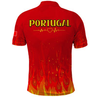 Portugal Football Polo Shirt Champions Soccer World Cup My Heartbeat Fire LT13 - Wonder Print Shop