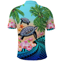Polynesian Turtle Coconut Tree And Orchids Polo Shirt - Wonder Print Shop
