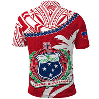 Samoa Polo Shirt Samoan Coat Of Arms With Coconut Red Style - Wonder Print Shop
