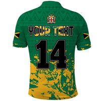 (Custom Text and Number) Jamaica Athletics Polo Shirt Jamaican Flag With African Pattern Sporty Style - Wonder Print Shop
