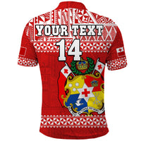 Custom Text And Number Tonga Rugby Polo Shirt Mate Maa Tonga Pacific Ngatu White - Wonder Print Shop