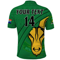(Custom Text And Number) South Africa Rugby Polo Shirt Bokke Springbok With African Pattern Stronger Together - Wonder Print Shop