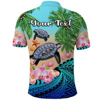 Custom Polynesian Turtle Coconut Tree And Orchids Polo Shirt - Wonder Print Shop