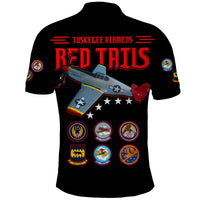 Custom Tuskegee Airmen Polo Shirt US Military Black Red Tails LT13 - Wonder Print Shop