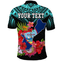 Custom Chamorro Guam Polo Shirt Guaman Latte Stone Tropical Flowers Turquoise Style - Wonder Print Shop