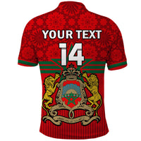 (Custom Text And Number) Morocco Football Polo Shirt Football 2022 Red Moroccan Pattern - Wonder Print Shop