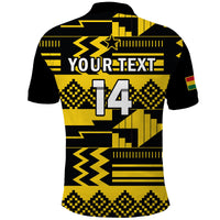 (Custom Text And Number) Ghana Football Polo Shirt Black Stars Kente Football 2022 Yellow - Wonder Print Shop