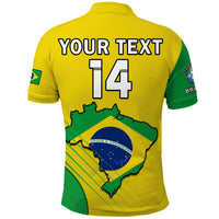 (Custom Text And Number) Brazil Football Polo Shirt Brasil Map Come On Canarinho Sporty Style - Wonder Print Shop