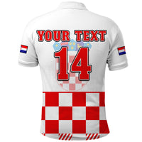 (Custom Text And Number) Croatia Football Polo Shirt Hrvatska Checkerboard Red Version - Wonder Print Shop