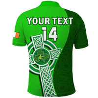 (Custom Text And Number) Ireland Cricket Polo Shirt Irish Flag Celtic Cross Sporty Style - Wonder Print Shop