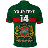 (Custom Text And Number) Morocco Football Polo Shirt Football 2022 Green Moroccan Pattern - Wonder Print Shop