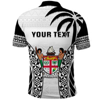 Custom Fiji University Polo Shirt National Fijian Tapa Pattern White - Wonder Print Shop