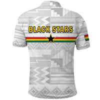 Ghana Football Polo Shirt Black Stars Kente Football 2022 White - Wonder Print Shop
