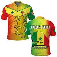 Custom Senegal Polo Shirt Lion With Senegal Map Reggae Style - Wonder Print Shop