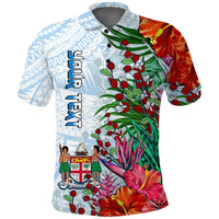 Custom Fiji Polo Shirt Proud Fijian Tapa mix Tagimoucia Flowers LT13 - Wonder Print Shop