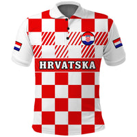 Croatia Football Polo Shirt Hrvatska Checkerboard Red Version - Wonder Print Shop