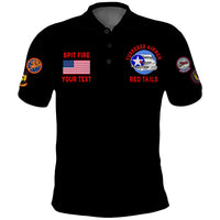 Custom Tuskegee Airmen Polo Shirt US Military Black Red Tails LT13 - Wonder Print Shop