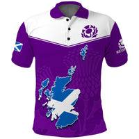 Custom Scotland Rugby Polo Shirt Map Of Scotland Thistle Purple Version - Wonder Print Shop
