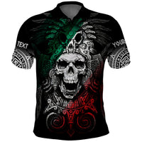 Custom Mexico Polo Shirt Skull Eagle Aztec LT13 - Wonder Print Shop