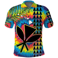Custom Hawaii Rainbow Tie Dye Polo Shirt Flowers Polynesian Hawaiian Tribal LT13 - Wonder Print Shop