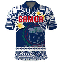 Samoa Polo Shirt Samoan Plumeria Flowers Mix Polynesian Pattern - Wonder Print Shop
