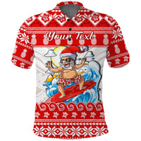 Custom Christmas Hawaii Polo Shirt Surfing Santa Mele Kalikimaka Polynesian - Wonder Print Shop