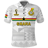 Ghana Football Polo Shirt Black Stars Kente Football 2022 White - Wonder Print Shop