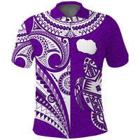 Rarotonga Cook Islands Polo Shirt Turtle and Map Style Purple LT13 - Wonder Print Shop
