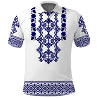 Custom Ukraine Polo Shirt Navy Ukrainian Folk - Wonder Print Shop