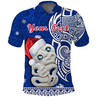 Custom New Zealand Polo Shirt Christmas Hei Tiki Blue Pohutukawa Meri Kirihimete - Wonder Print Shop