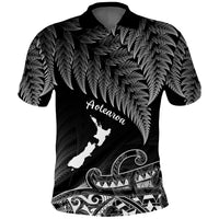 Custom New Zealand Silver Fern Polo Shirt Aotearoa Map Maori - Wonder Print Shop