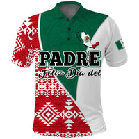 Custom Happy Mexico Fathers Day Polo Shirt Mexican Aztec Pattern - Wonder Print Shop