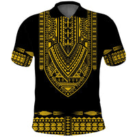 Custom Polynesian Polo Shirt Dashiki With Polynesian Tattoo Royal Golden Version - Wonder Print Shop