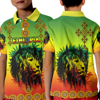 Ethiopia Polo Shirt Cross Mix Lion Colorful Style - Wonder Print Shop