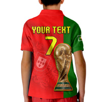 (Custom Text and Number) Portugal Polo Shirt Football 2022 KID Style Flag Portuguese Champions LT13 - Wonder Print Shop