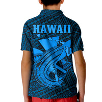 Custom Hawaii Polo Shirt KID Kakau Kanaka Maoli Combine Polynesian Shark Ver.03 - Wonder Print Shop