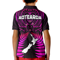 Aotearoa Fern Polo Shirt KID New Zealand Hei Tiki Purple Style LT13 - Wonder Print Shop