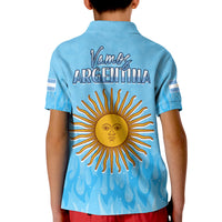 Argentina Football Polo Shirt KID Vamos Sky Champions World Cup Fire LT13 - Wonder Print Shop