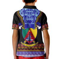 Cameroon Polo Shirt KID Atoghu Pattern Black Style - Wonder Print Shop