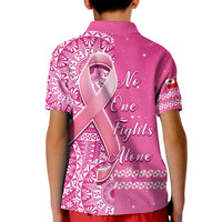 Tonga Breast Cancer Polo Shirt Tongan Ngatu Pattern No One Fights Alone - Wonder Print Shop