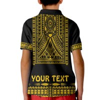 Custom Polynesian Polo Shirt KID Dashiki With Polynesian Tattoo Royal Golden Version - Wonder Print Shop