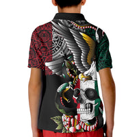 Custom Mexico Polo Shirt Mexican Skull Eagle With Angry Snake - Wonder Print Shop