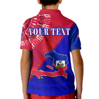 Custom Haiti Polo Shirt KID Haiti Flag Dashiki Simple Style - Wonder Print Shop