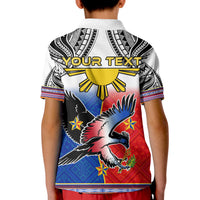 Custom Philippines Polo Shirt KID Polynesian Filipino Pattern With Eagle - Wonder Print Shop