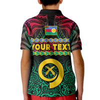 Custom Shefa Province Polo Shirt KID Vanuatu Pig Tusk Polynesian Flag Style - Wonder Print Shop
