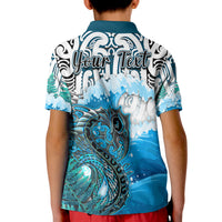 Custom Manaia Maori Polo Shirt Fern Aotearoa Blue Waves LT13 - Wonder Print Shop