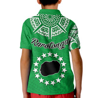 Rarotonga Cook Islands Polo Shirt KID Turtle and Map Style Green LT13 - Wonder Print Shop