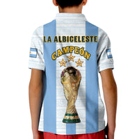 Argentina Football Polo Shirt KID World Cup La Albiceleste 3rd Champions Proud - Wonder Print Shop